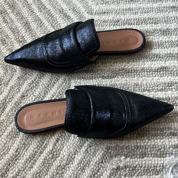 New Marni Blue Metallic Mules 37.5 - Picture 10 of 15